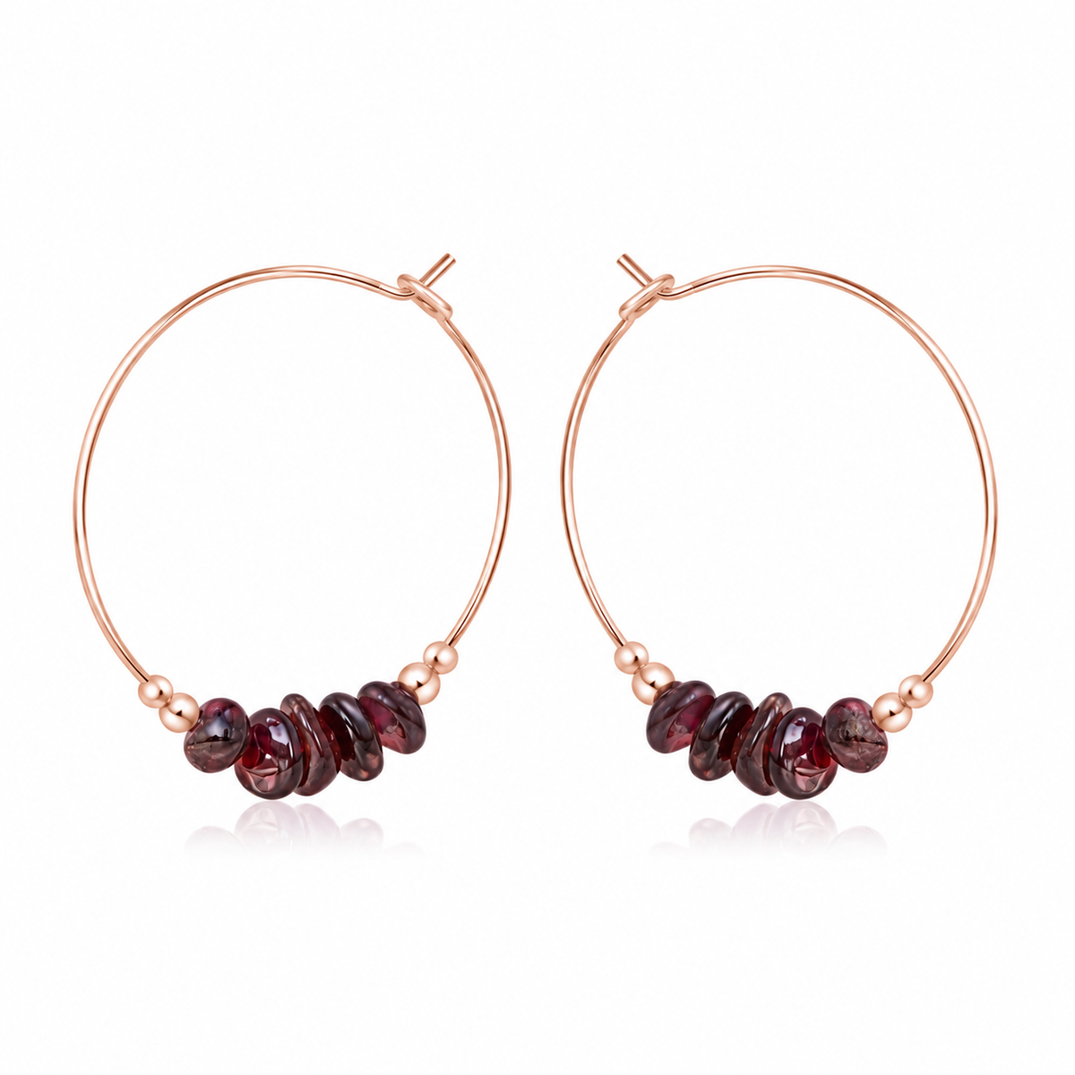 Garnet Crystal Chip Large Hoop Earrings