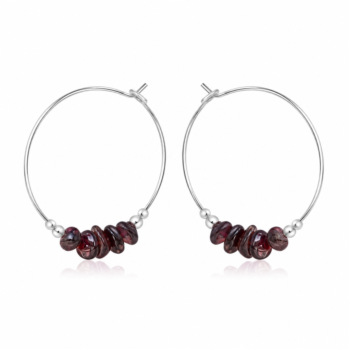 Garnet Crystal Chip Large Hoop Earrings