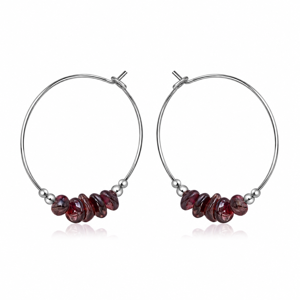 Garnet Crystal Chip Large Hoop Earrings