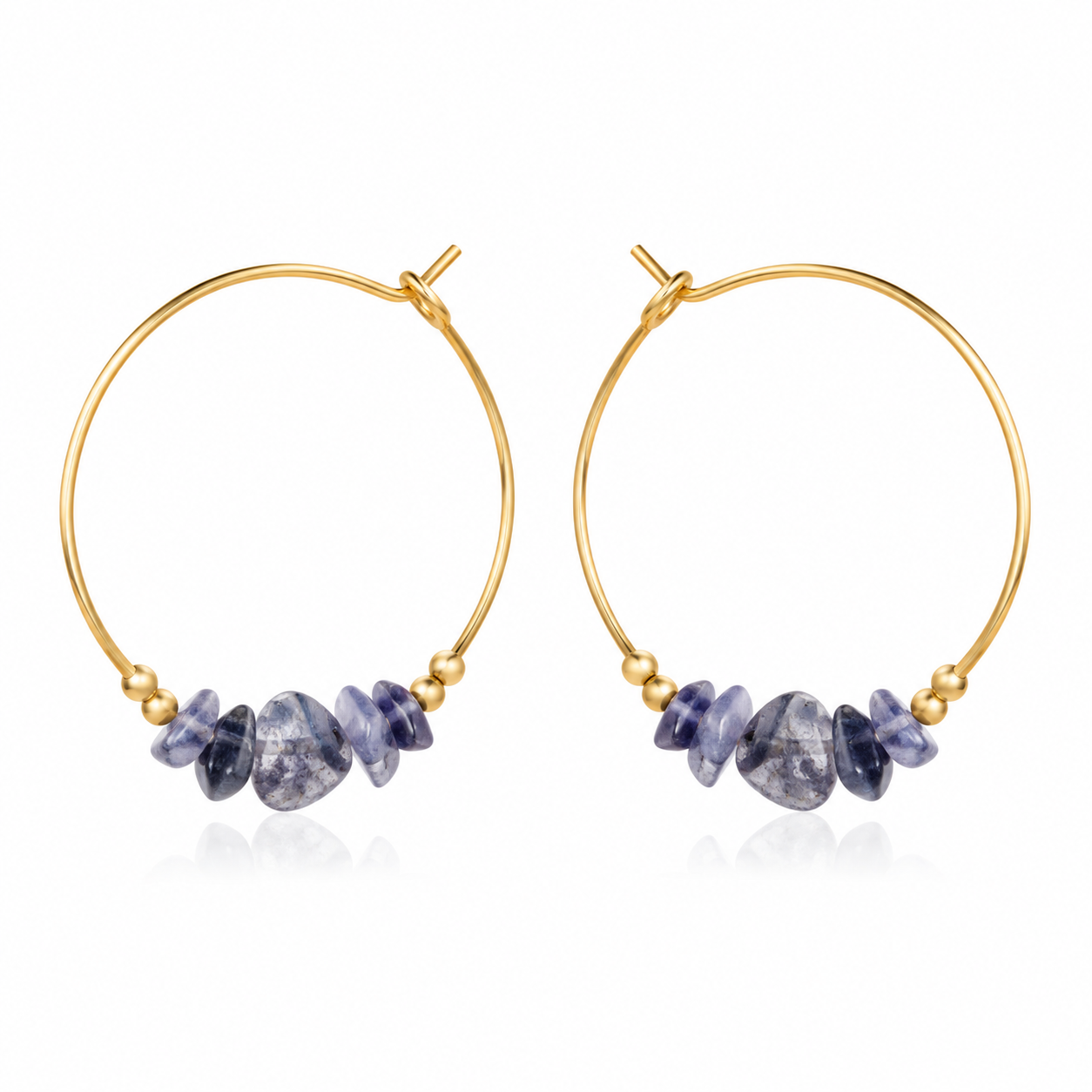 Iolite Crystal Chip Large Hoop Earrings