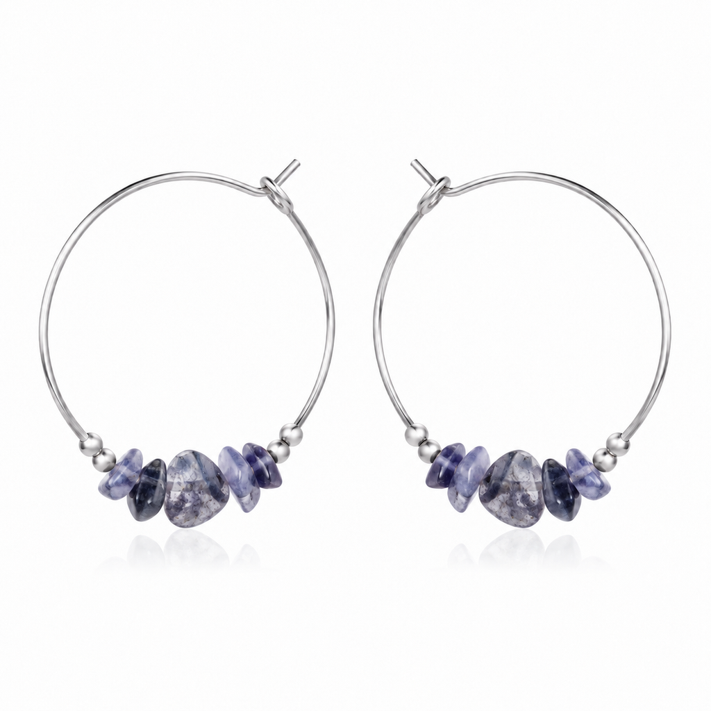 Iolite Crystal Chip Large Hoop Earrings