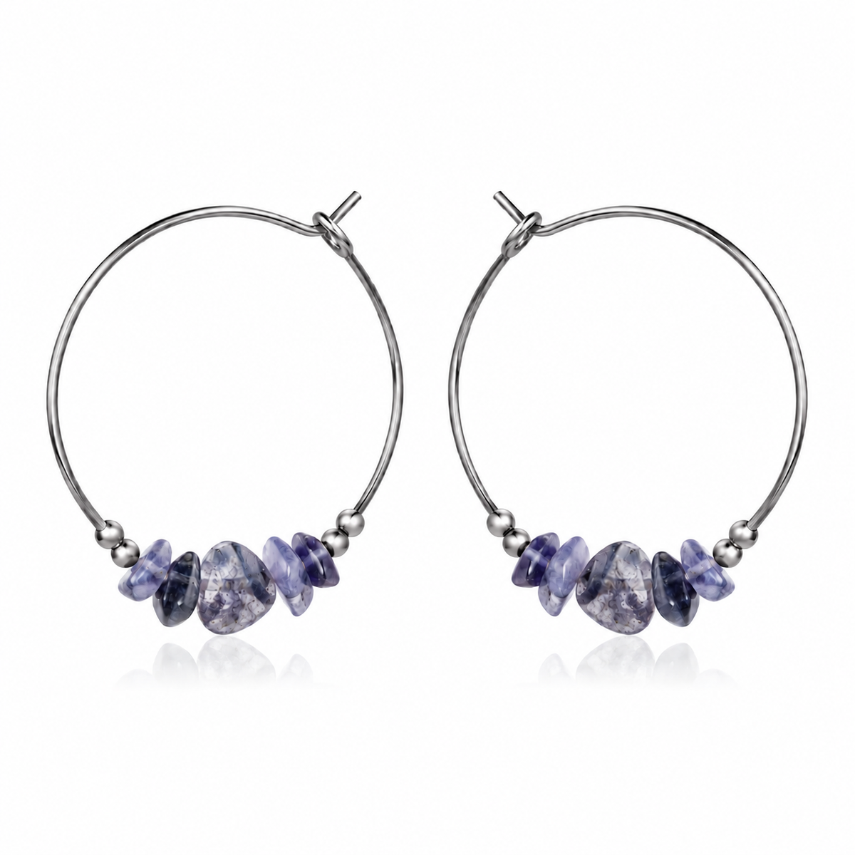 Iolite Crystal Chip Large Hoop Earrings