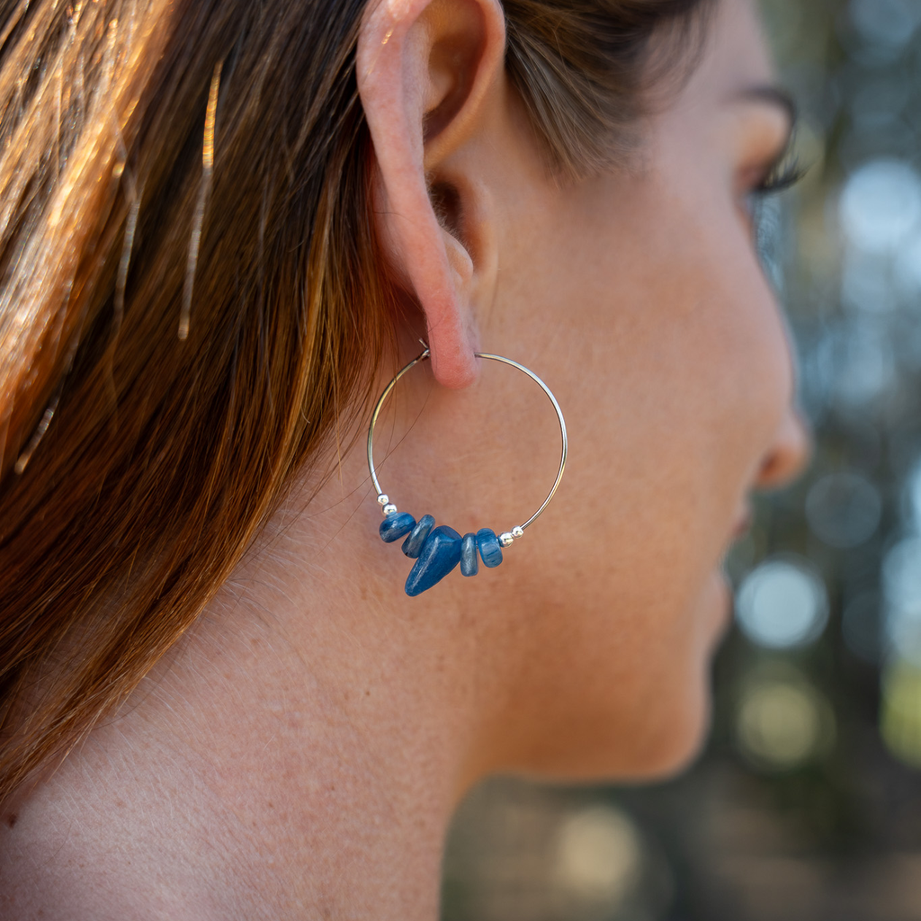 Kyanite Crystal Chip Large Hoop Earrings
