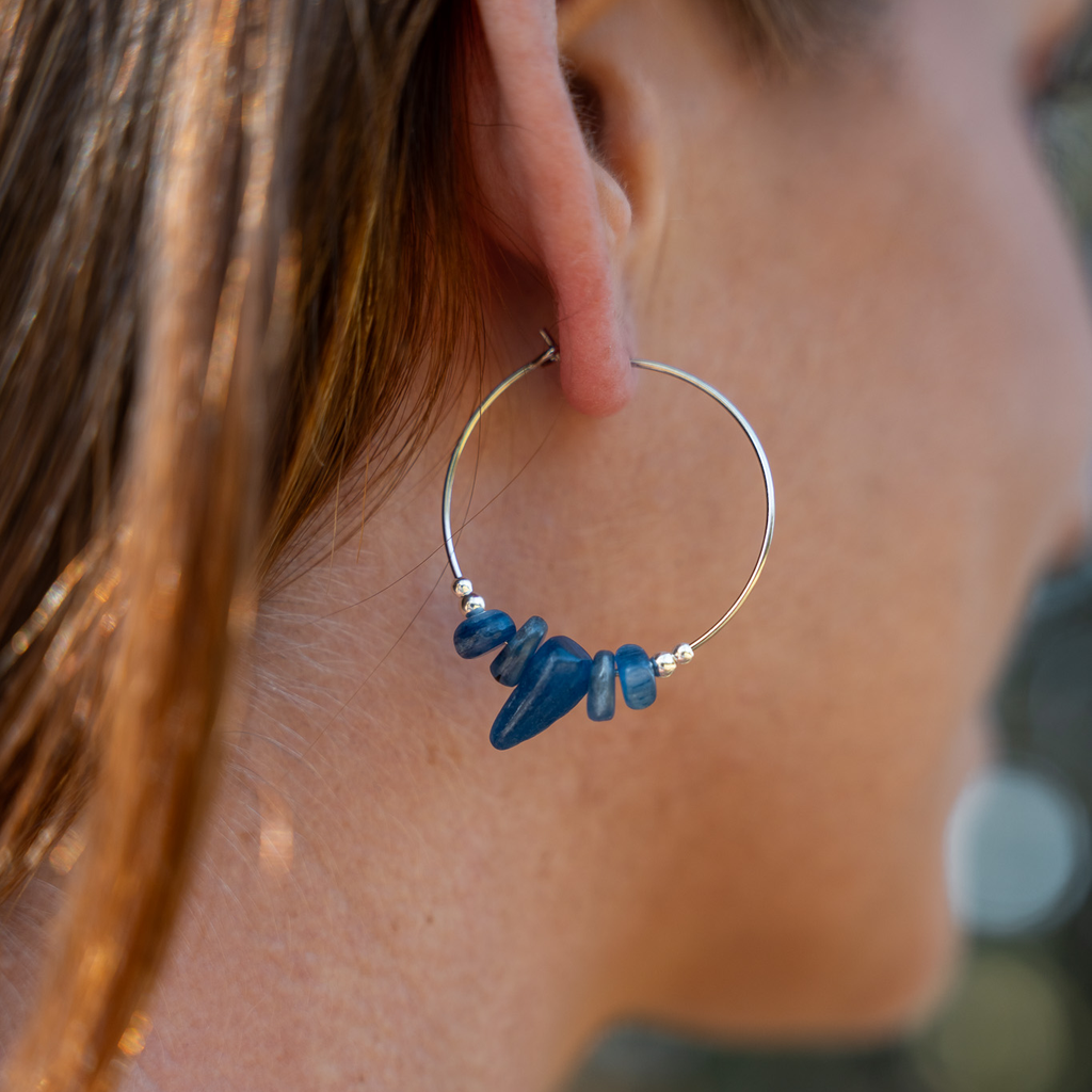 Kyanite Crystal Chip Large Hoop Earrings