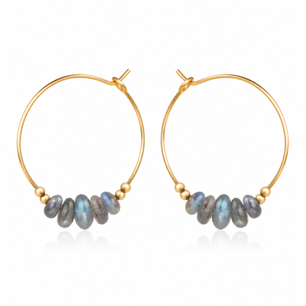 Labradorite Crystal Chip Large Hoop Earrings