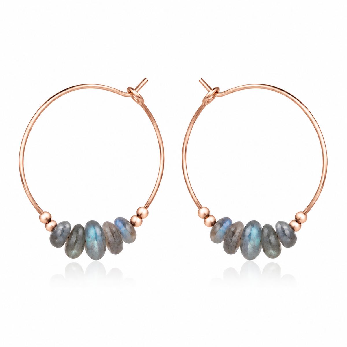 Labradorite Crystal Chip Large Hoop Earrings