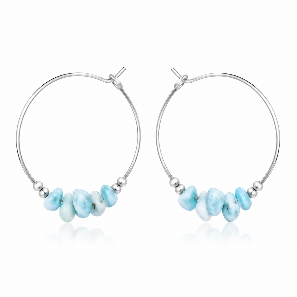 Larimar Crystal Chip Large Hoop Earrings