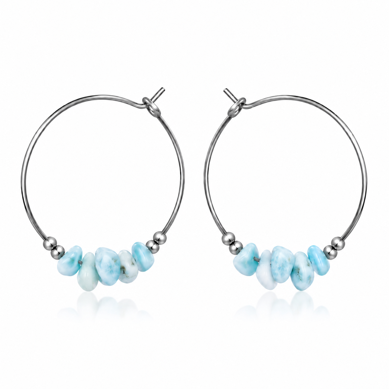 Larimar Crystal Chip Large Hoop Earrings