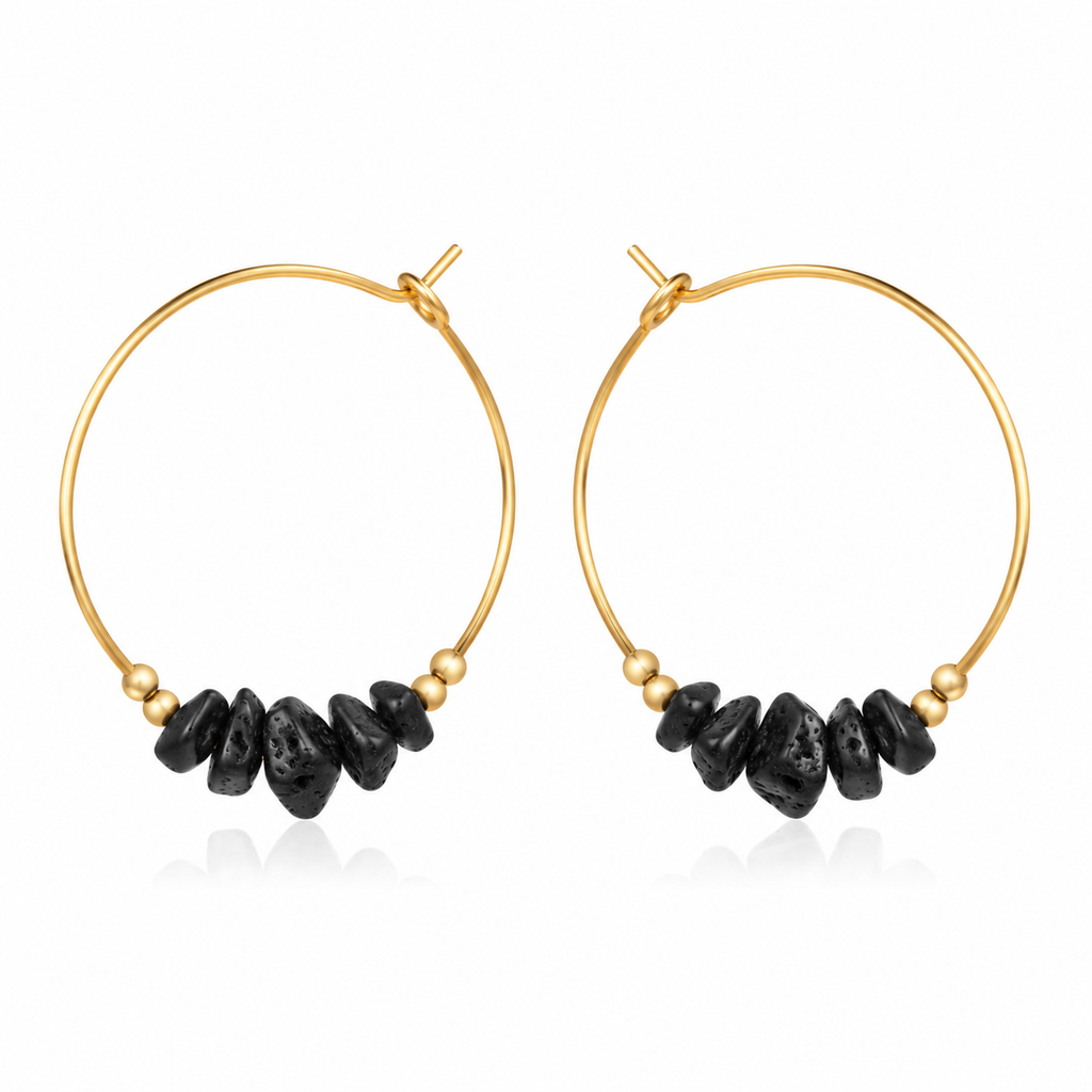 Lava Stone Chip Large Hoop Earrings