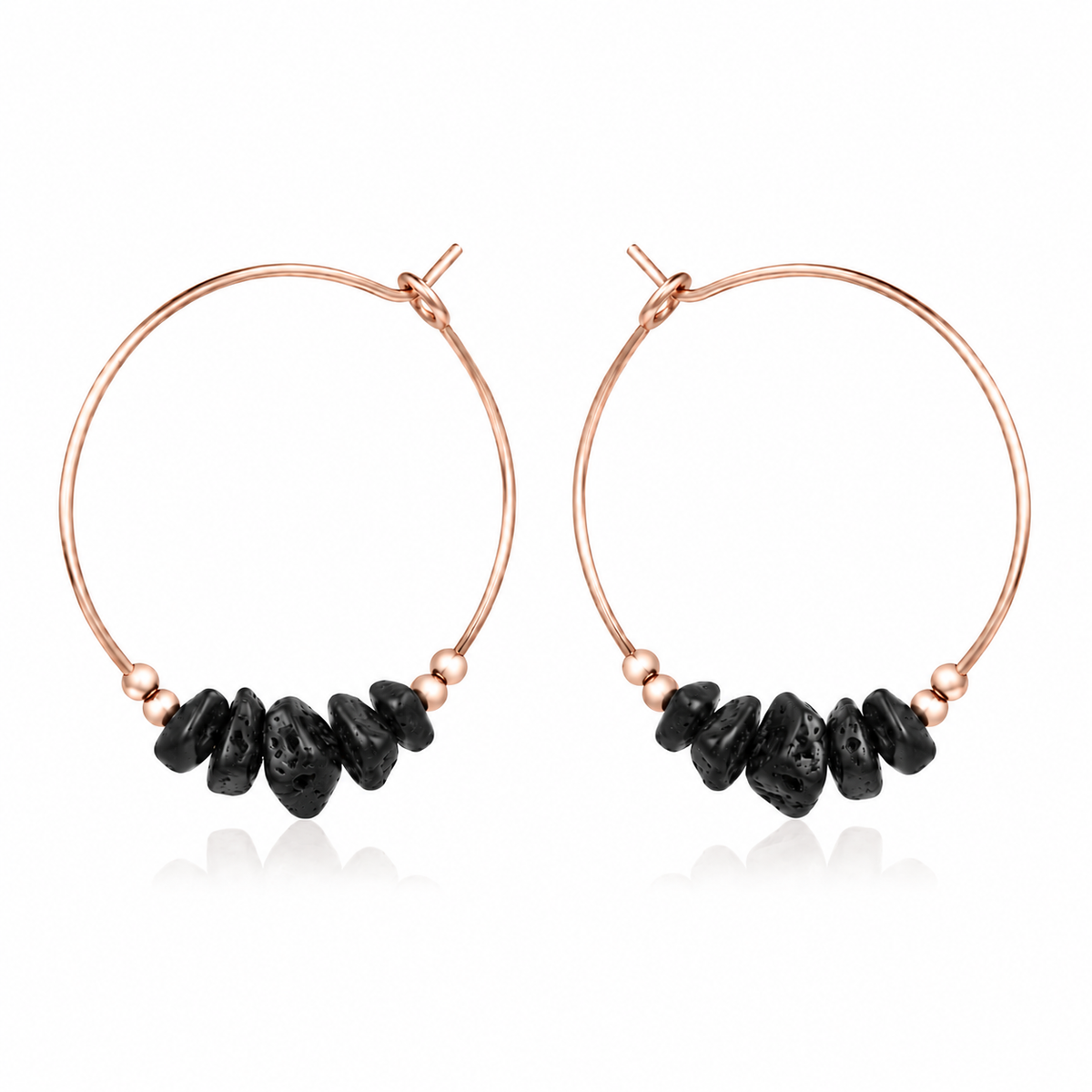 Lava Stone Chip Large Hoop Earrings