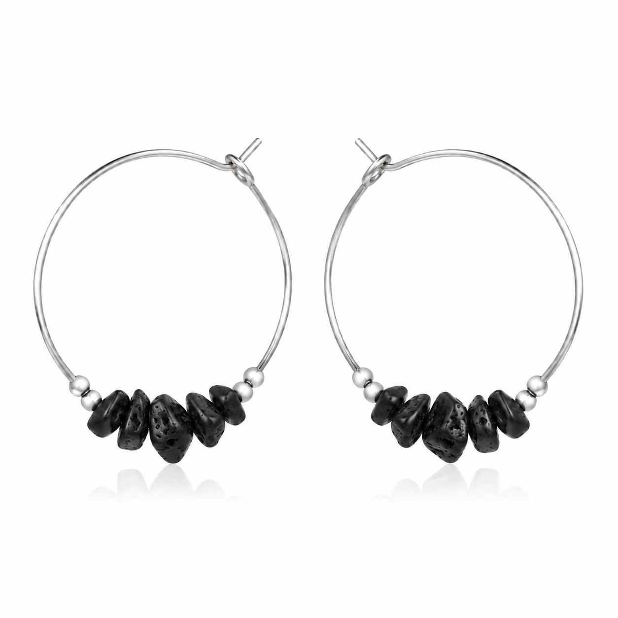 Lava Stone Chip Large Hoop Earrings