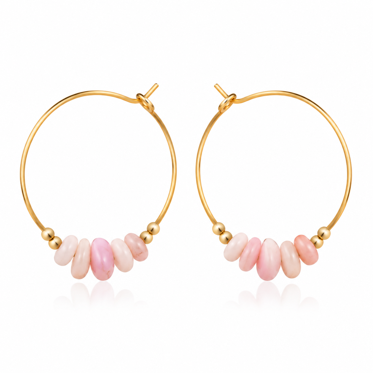 Pink Peruvian Opal Crystal Chip Large Hoop Earrings