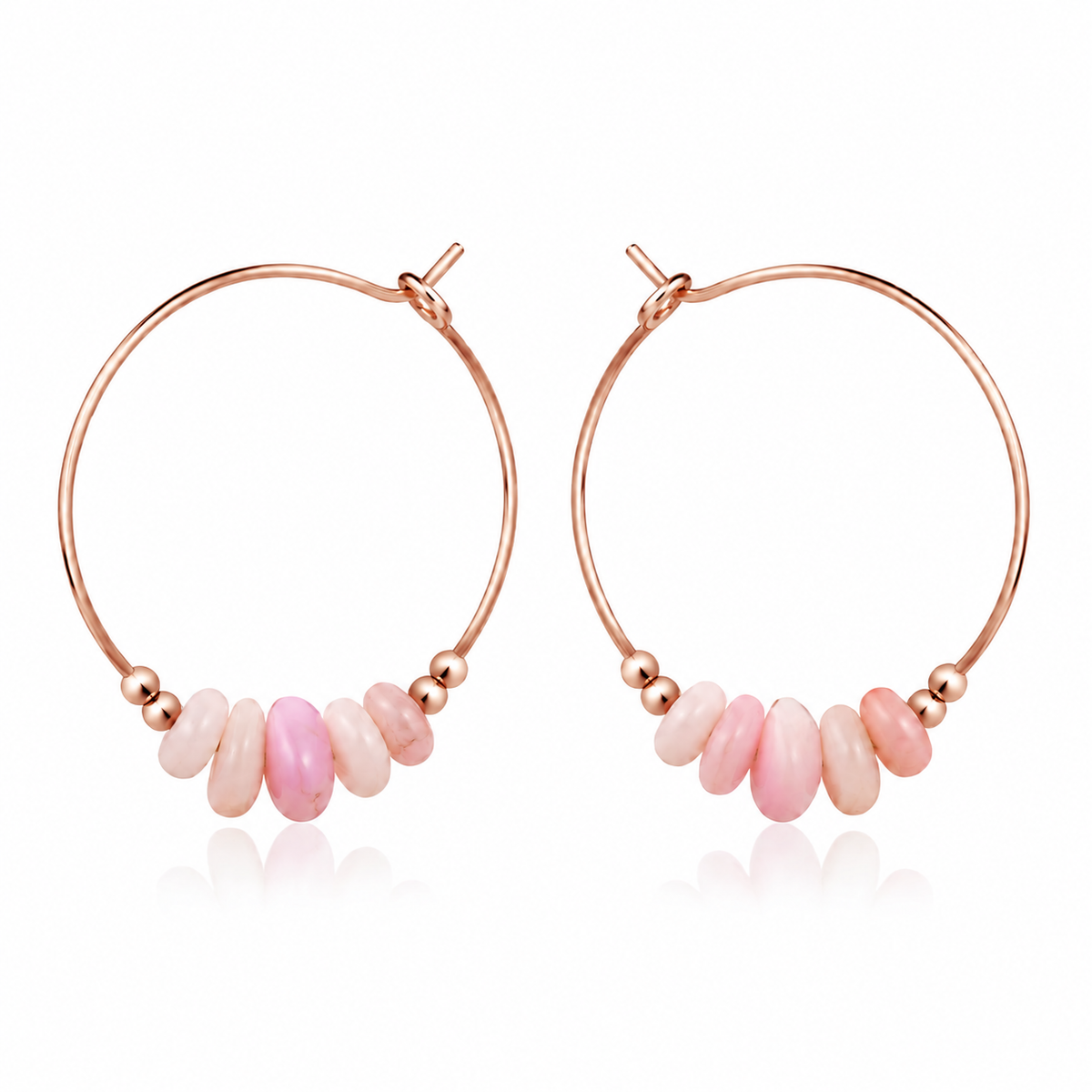 Pink Peruvian Opal Crystal Chip Large Hoop Earrings