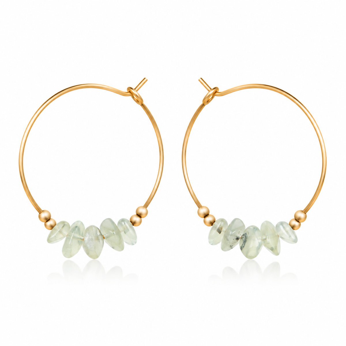 Prehnite Crystal Chip Large Hoop Earrings