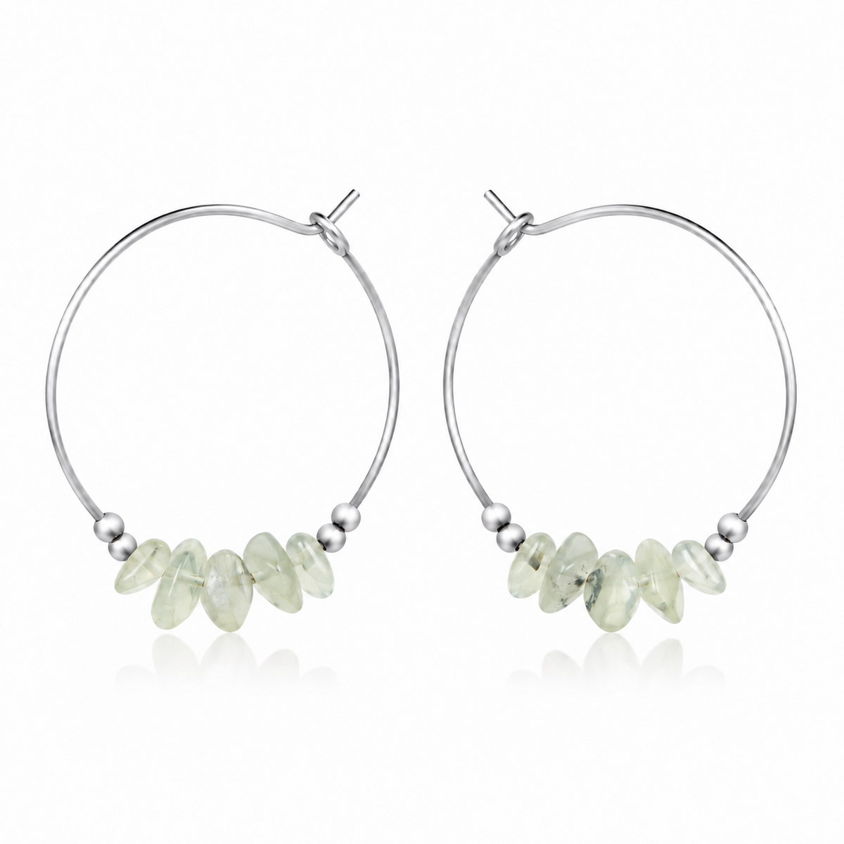 Prehnite Crystal Chip Large Hoop Earrings