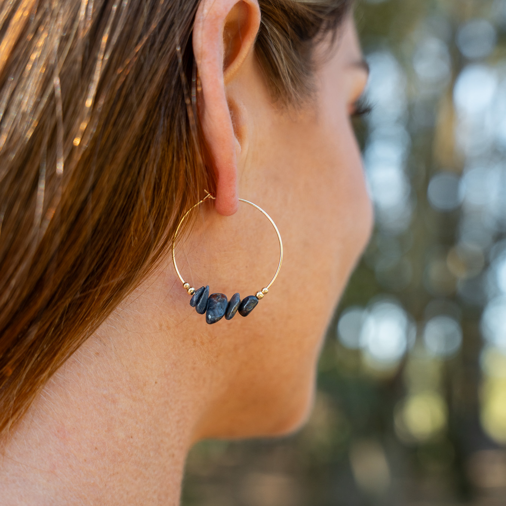 Sapphire Crystal Chip Large Hoop Earrings