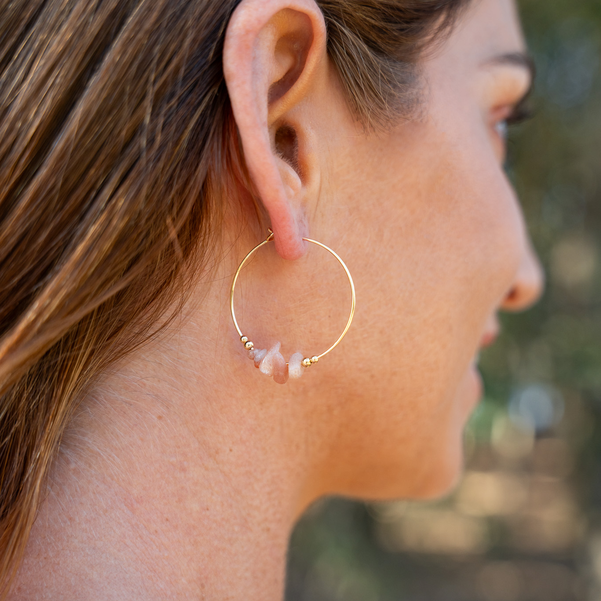 Sunstone Crystal Chip Large Hoop Earrings