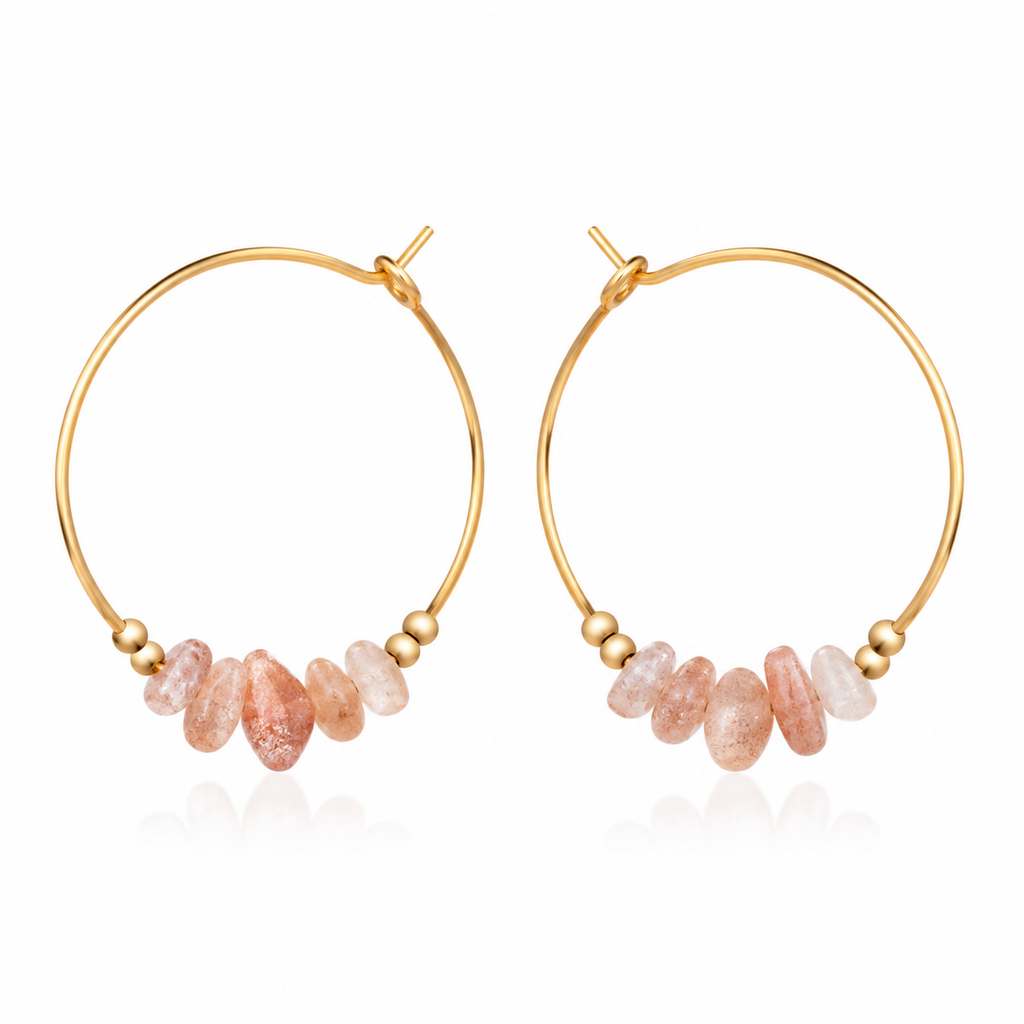 Sunstone Crystal Chip Large Hoop Earrings