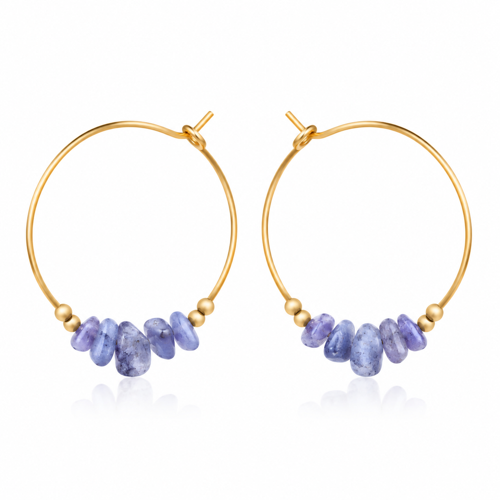 Tanzanite Crystal Chip Large Hoop Earrings