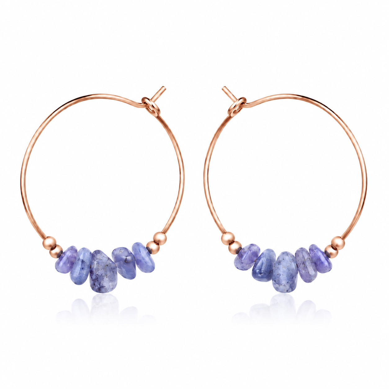 Tanzanite Crystal Chip Large Hoop Earrings