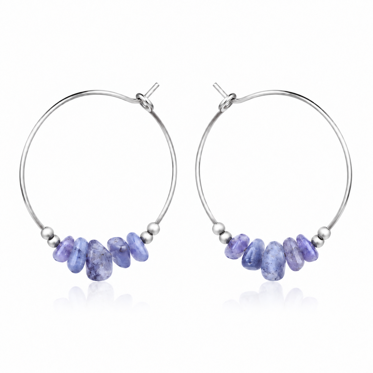 Tanzanite Crystal Chip Large Hoop Earrings