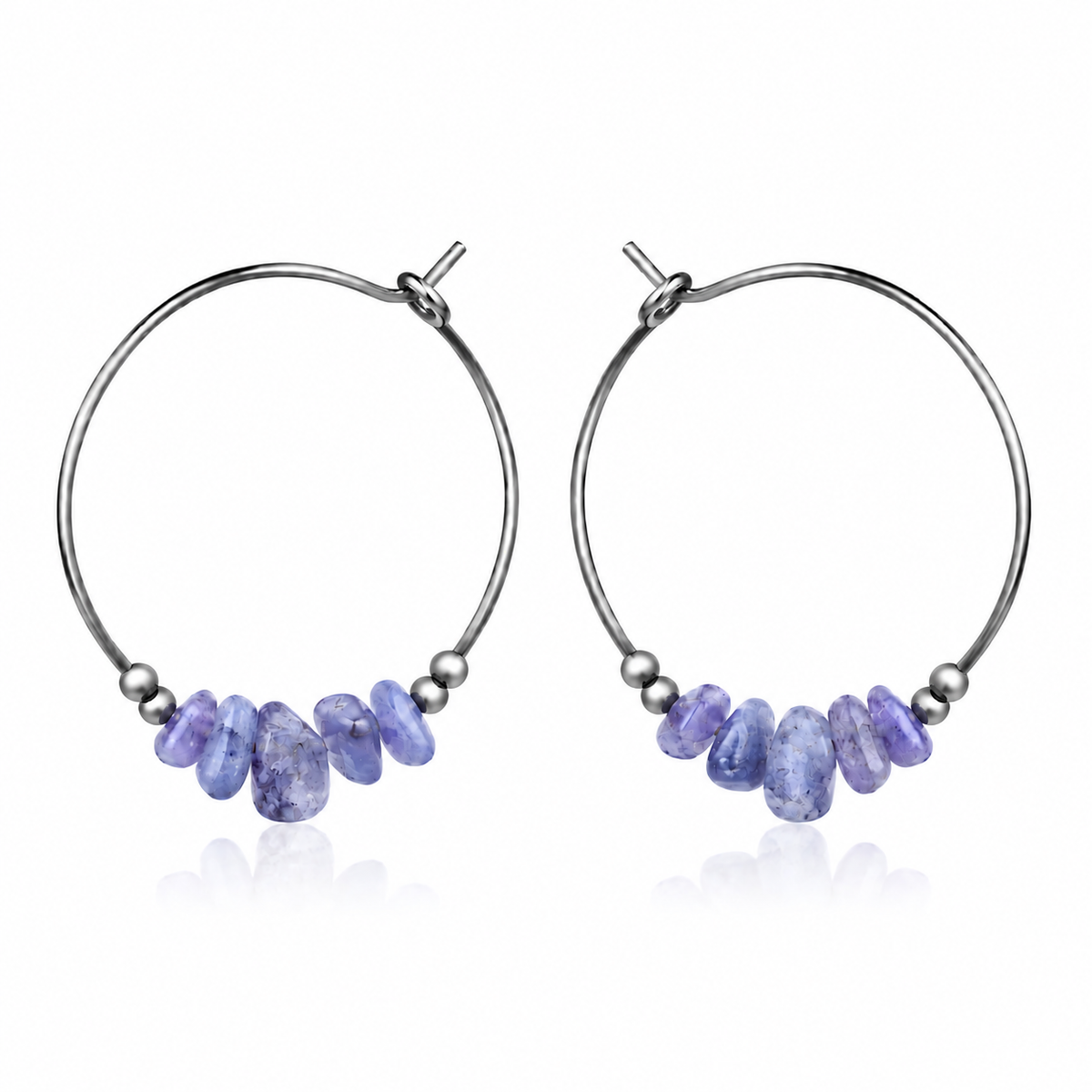 Tanzanite Crystal Chip Large Hoop Earrings