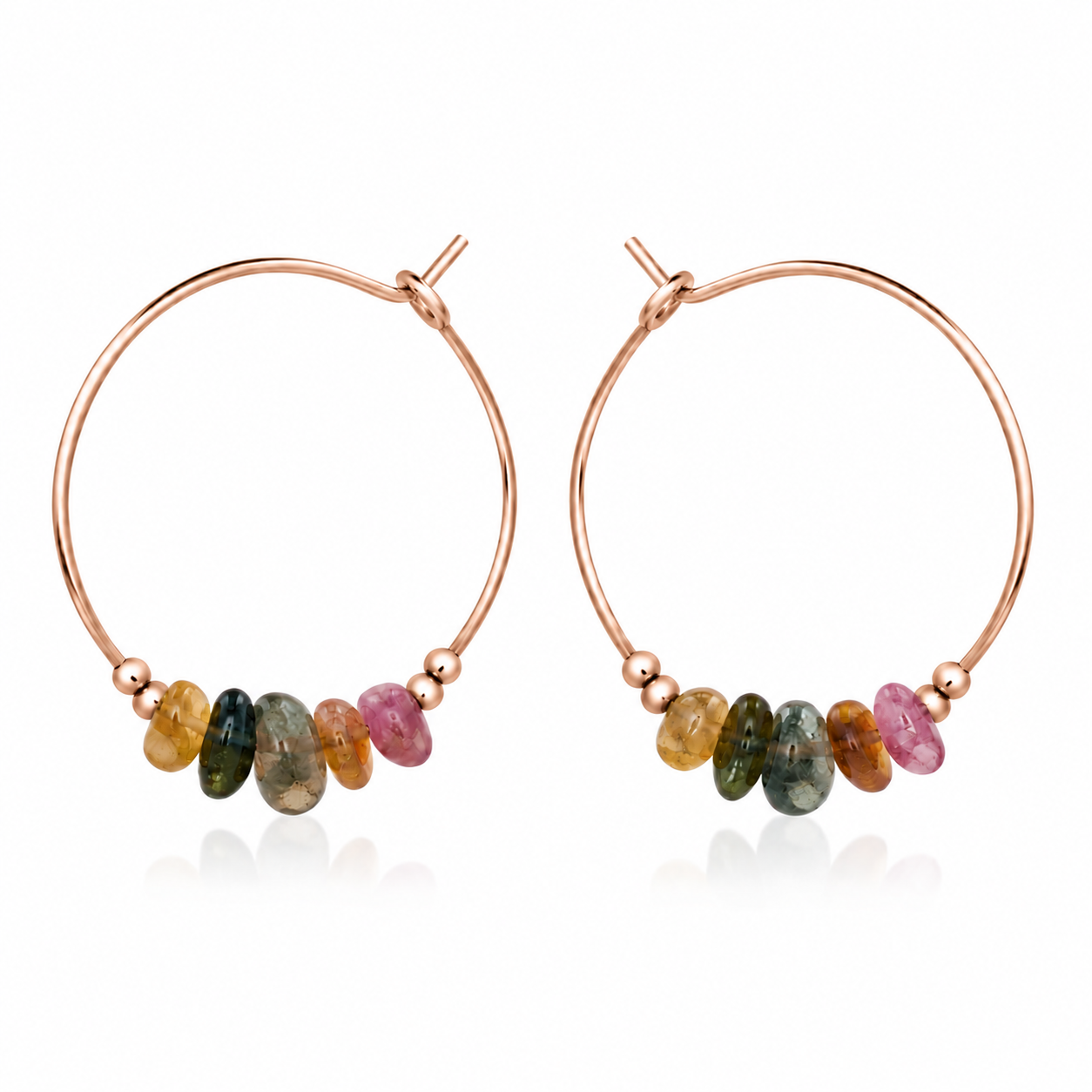 Rainbow Tourmaline Crystal Chip Large Hoop Earrings