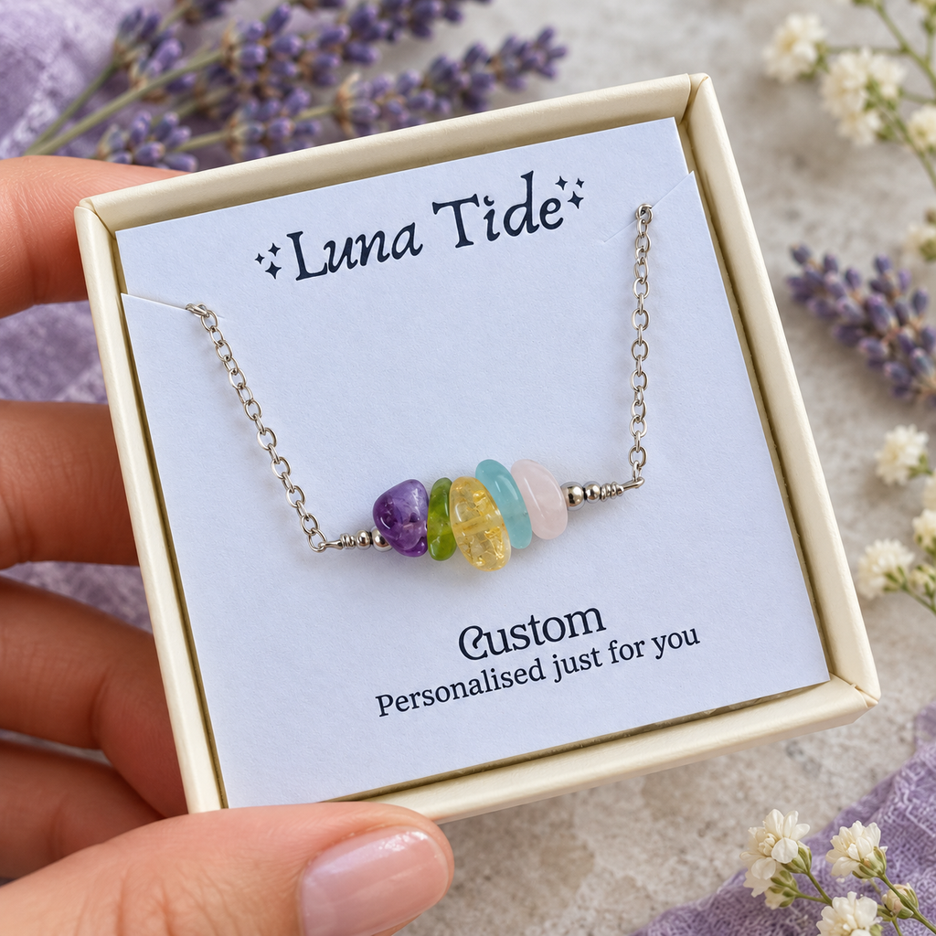 Custom Crystal Chip Bead Bar Necklace