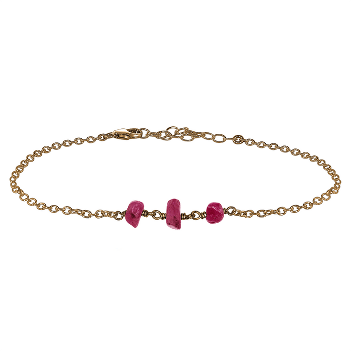 Bronze Ruby Gemstone Beaded Chain Anklet