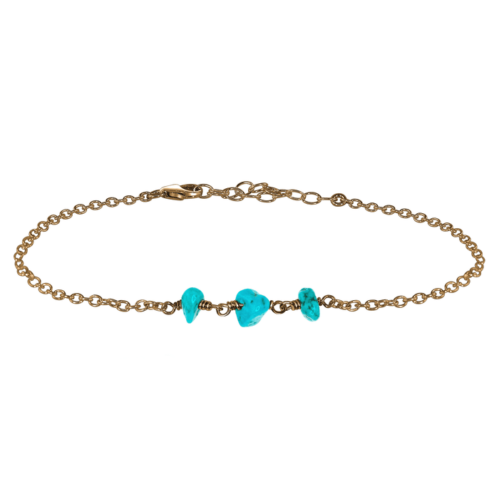 Bronze Turquoise Gemstone Beaded Chain Anklet