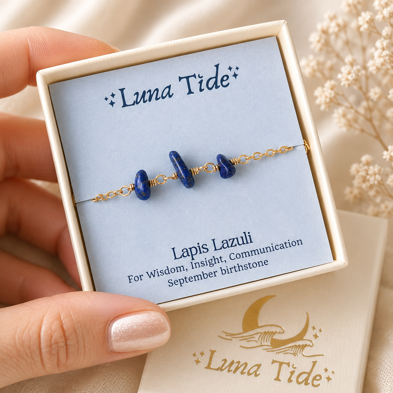 Lapis Lazuli Beaded Chain Anklet