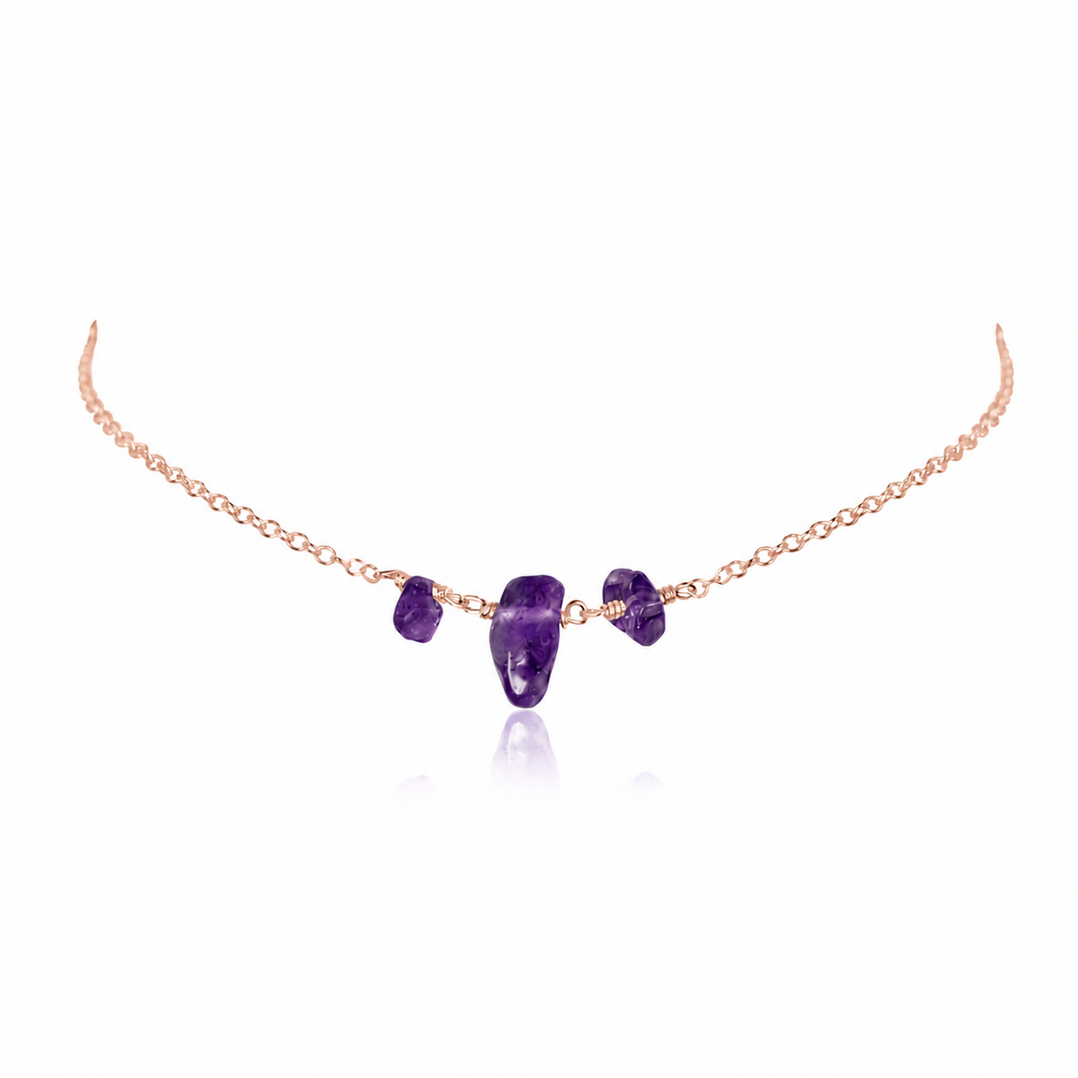 Amethyst Crystal Beaded Chain Choker Necklace