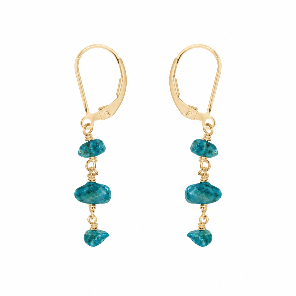 Apatite Crystal Beaded Chain Dangle Leverback Earrings