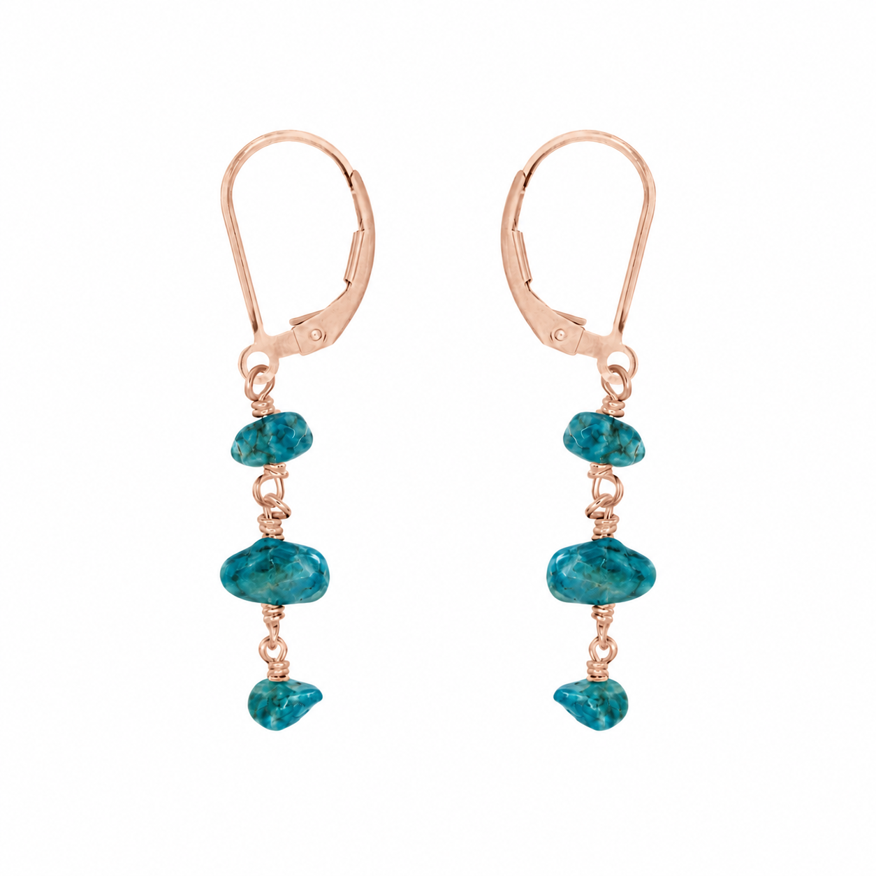 Apatite Crystal Beaded Chain Dangle Leverback Earrings