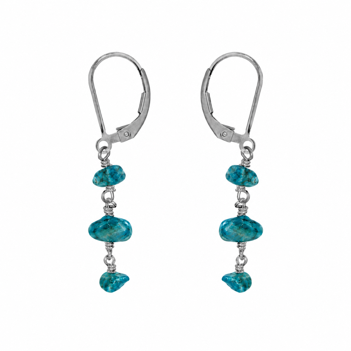 Apatite Crystal Beaded Chain Dangle Leverback Earrings