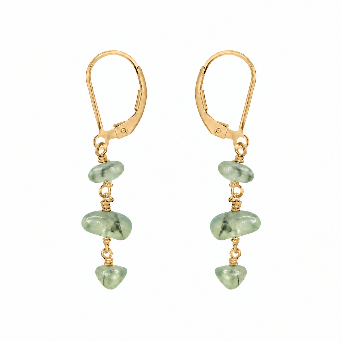 Prehnite Crystal Beaded Chain Dangle Leverback Earrings