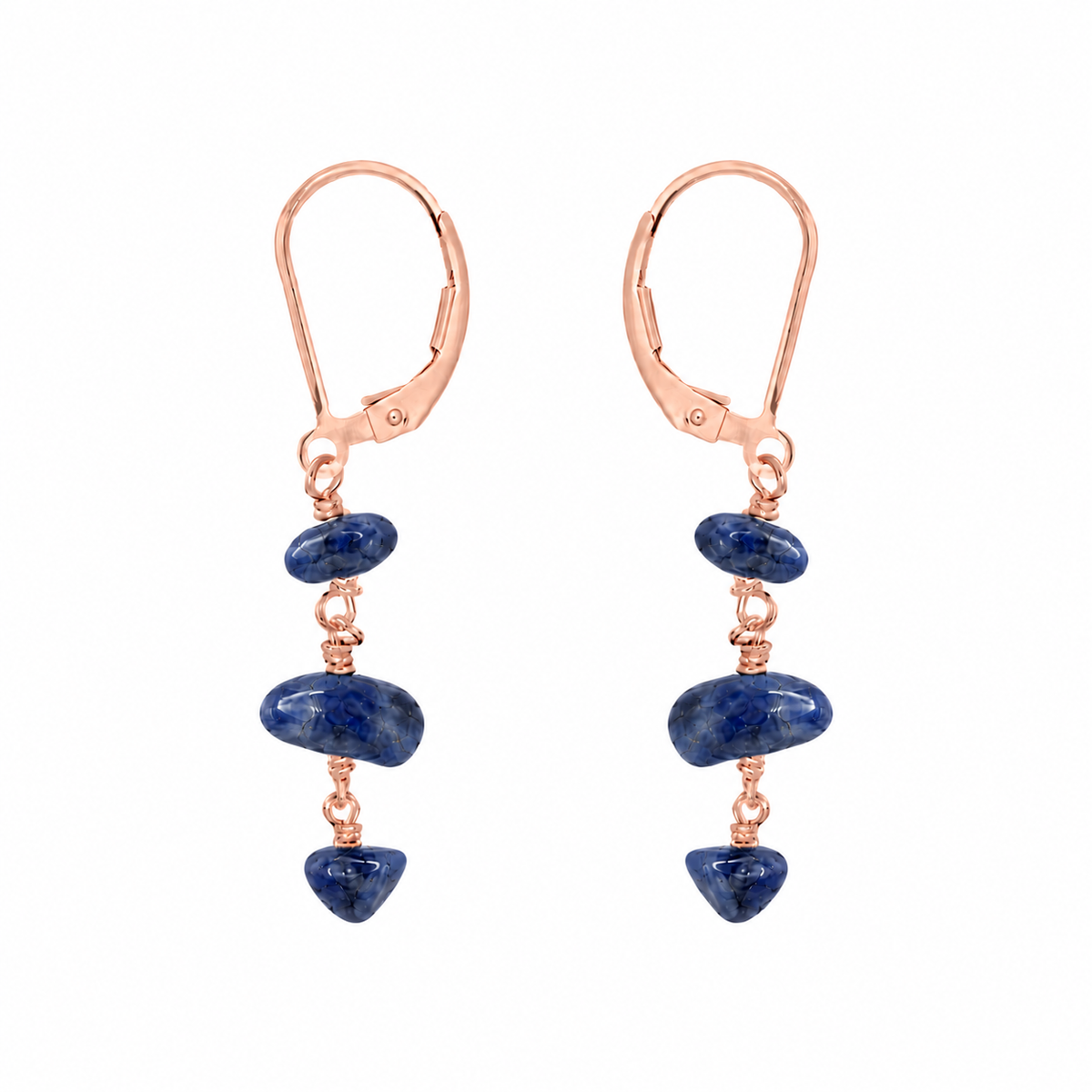 Sapphire Crystal Beaded Chain Dangle Leverback Earrings