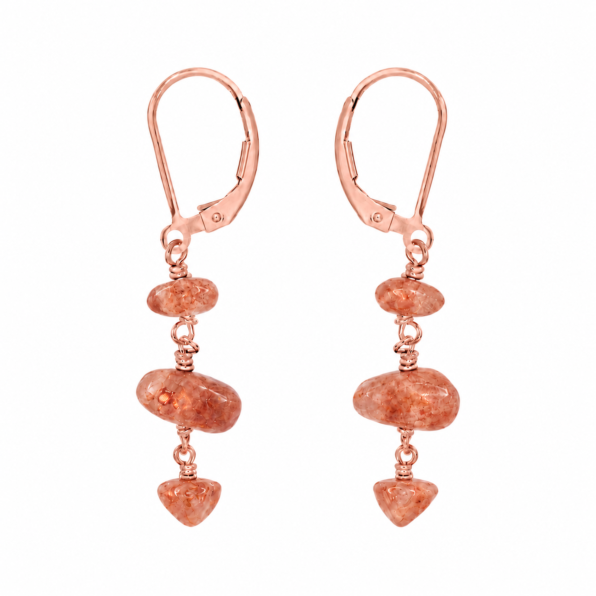 Sunstone Crystal Beaded Chain Dangle Leverback Earrings