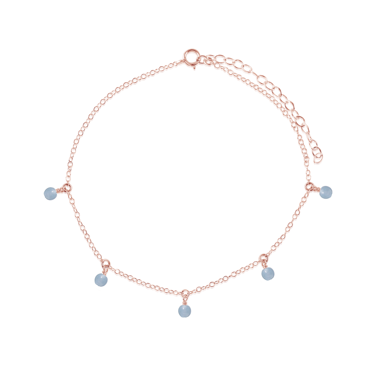 Boho Angelite Gemstone Bead Drop Anklet