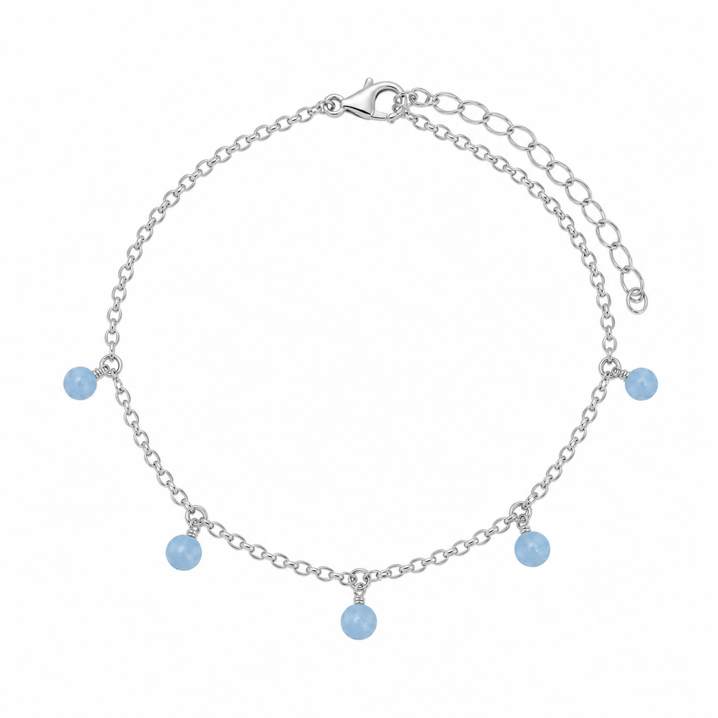 Boho Angelite Gemstone Bead Drop Anklet