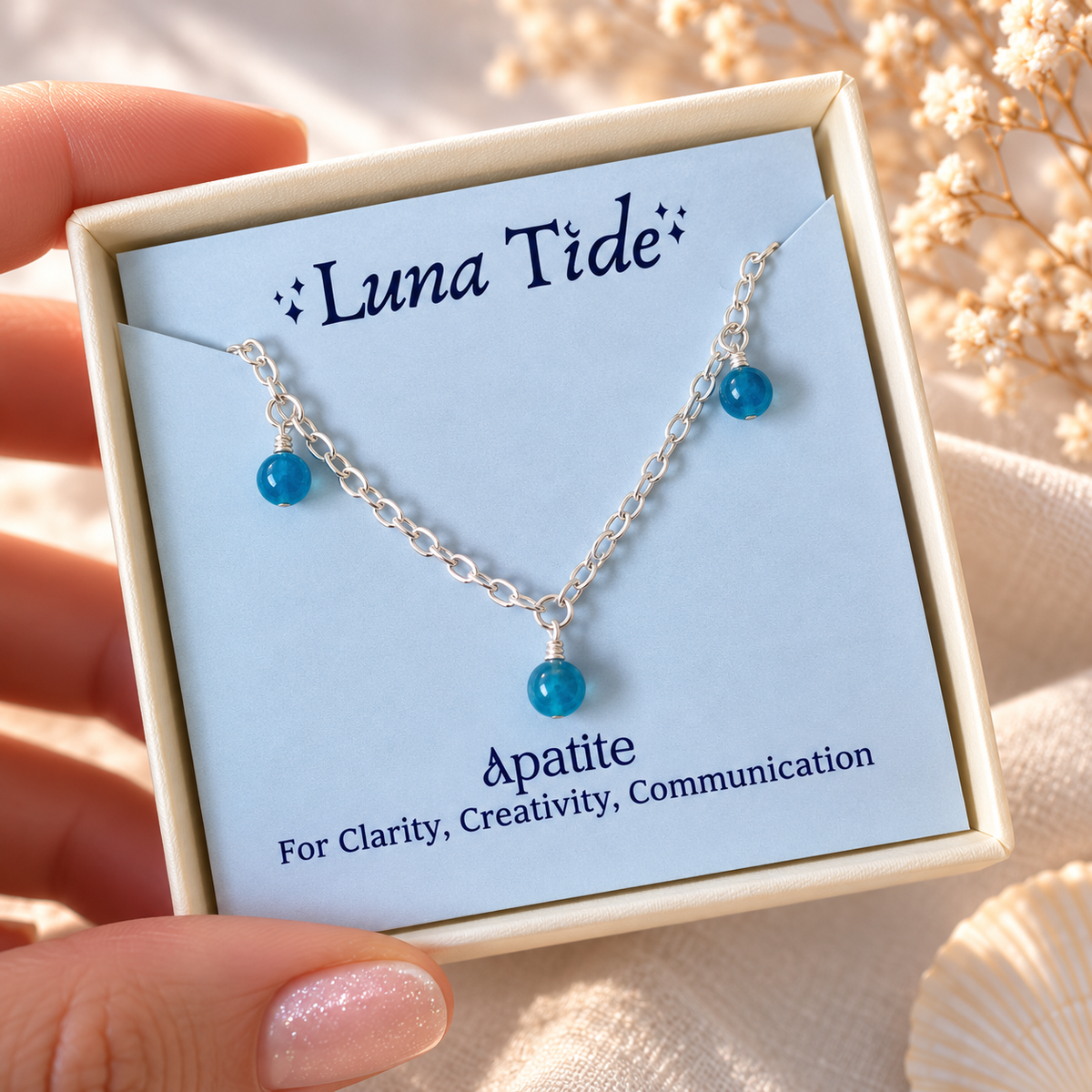 Boho Blue Apatite Gemstone Bead Drop Anklet