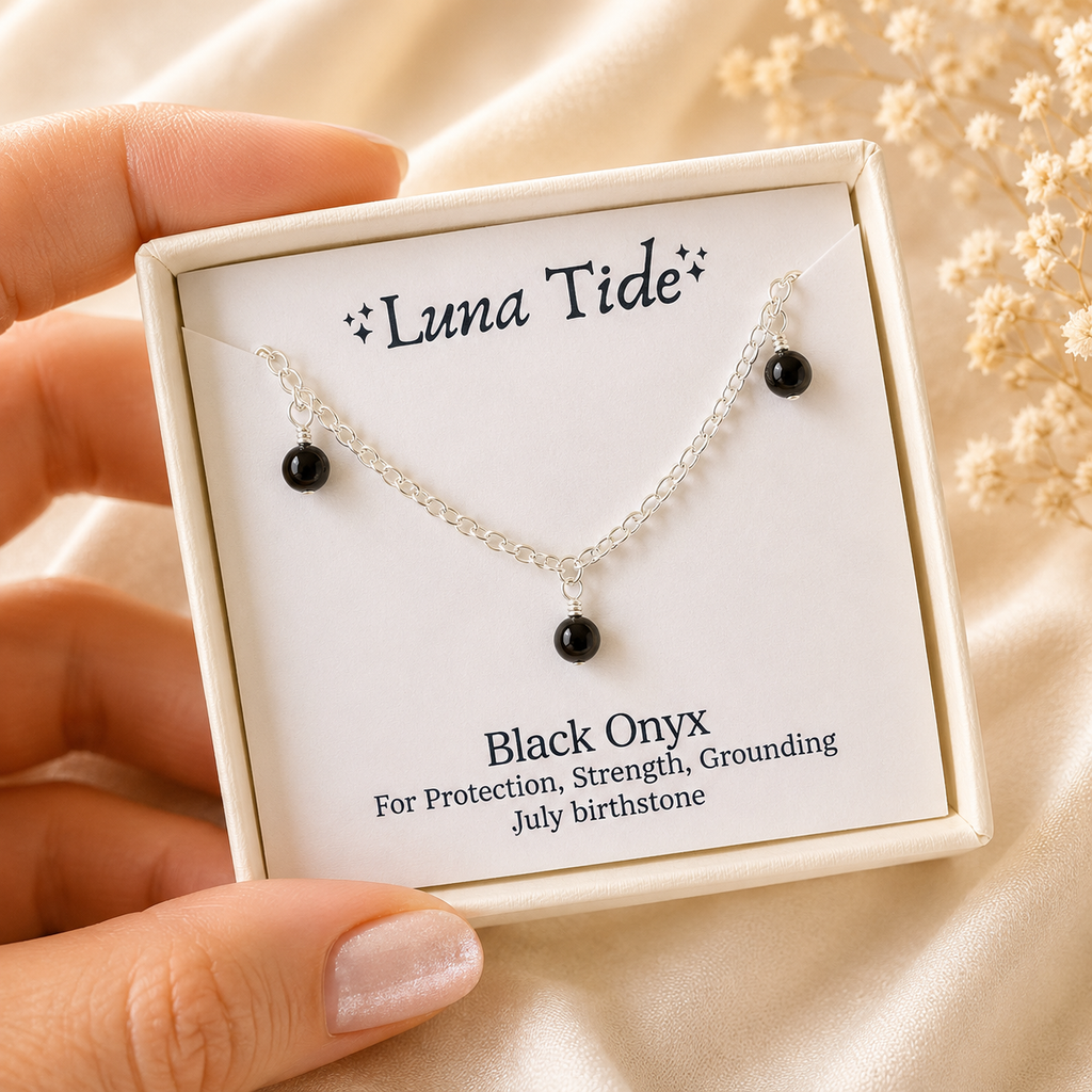 Black Onyx Bead Drop Choker