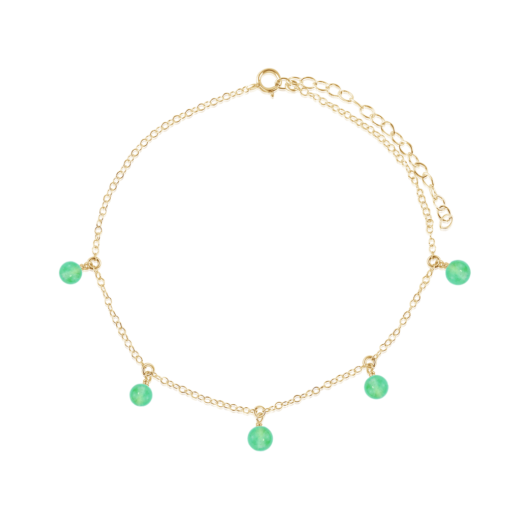 Boho Chrysoprase Gemstone Bead Drop Anklet