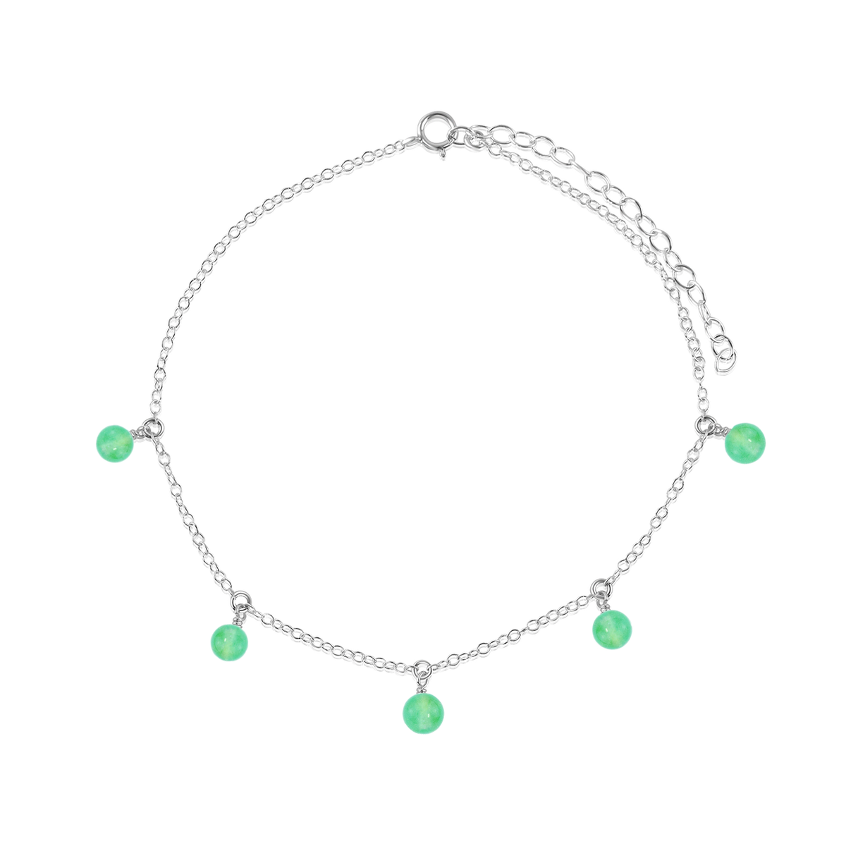 Boho Chrysoprase Gemstone Bead Drop Anklet