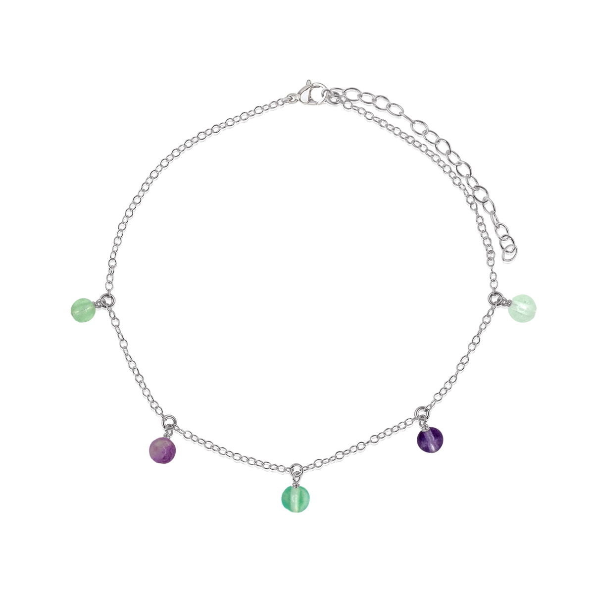 Boho Fluorite Gemstone Bead Drop Anklet