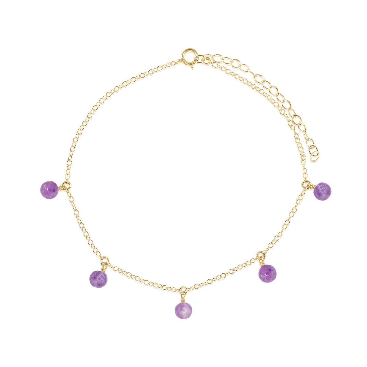 Boho Lepidolite Gemstone Bead Drop Anklet
