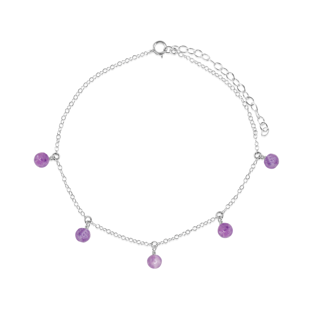 Boho Lepidolite Gemstone Bead Drop Anklet