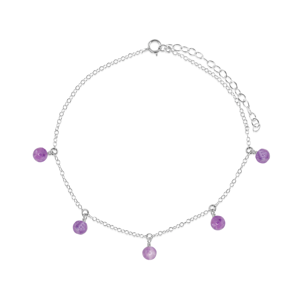 Boho Lepidolite Gemstone Bead Drop Anklet