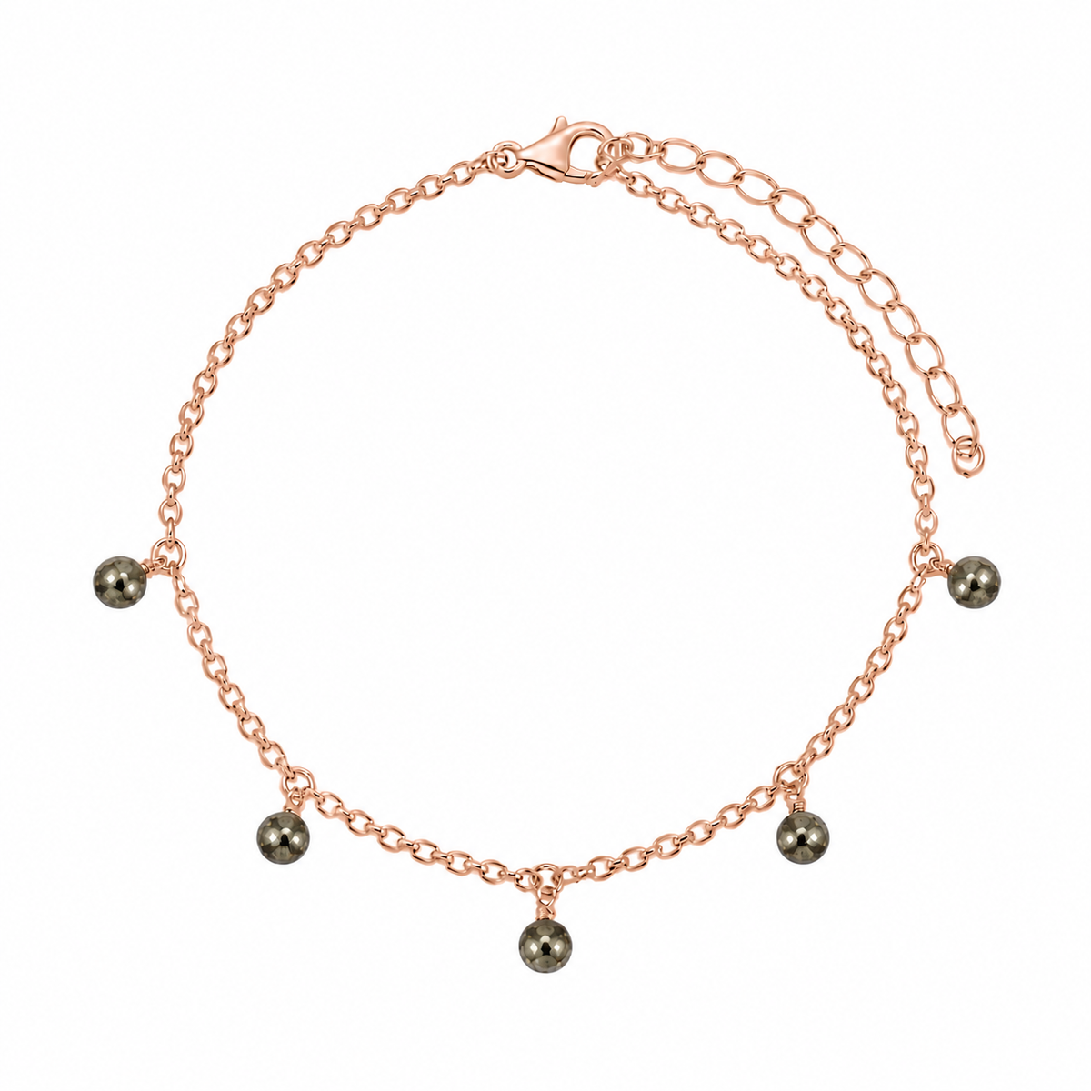 Boho Pyrite Gemstone Bead Drop Anklet