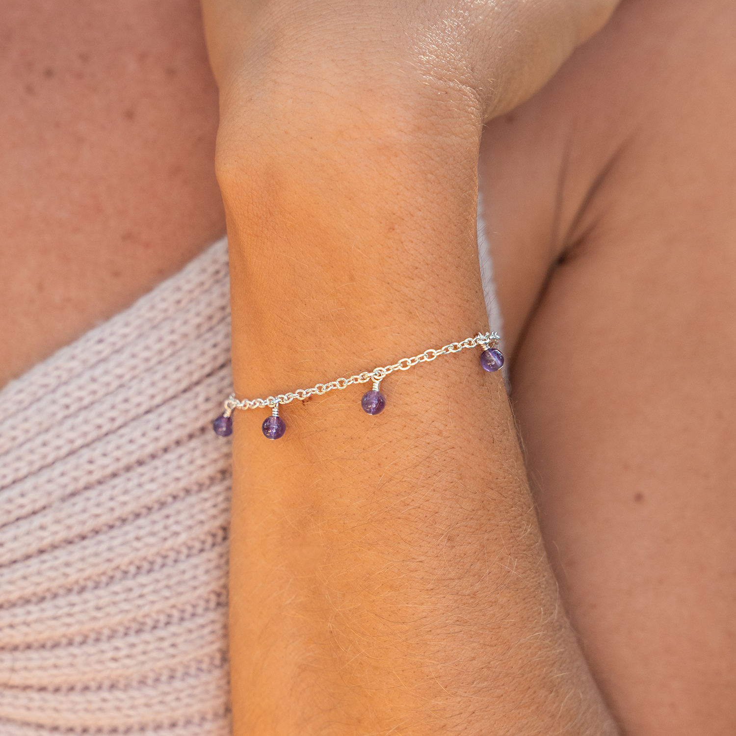 Custom Boho Gemstone Bead Drop Bracelet